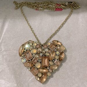 Betsey Johnson pink jeweled heart necklace